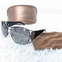 【極美品/未使用級】GUCCI 男女兼用サングラス 保存箱付 ブラック ゴールド