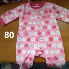 動物柄ロンパース 80サイズ ピンク