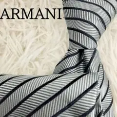 美品◎ARMANI アルマーニ ネクタイ ストライプ グレー 灰色