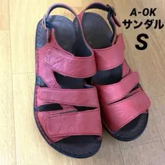 A-OK レザー 赤 サンダル ストラップ付き　S