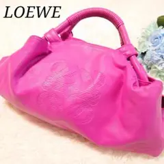 【希少色】ロエベ ナッパアイレ アナグラム レザー ハンドバッグ パープル