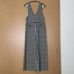 MACPHEE/チェック柄 Vネック オールインワン