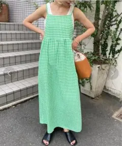 CIAO PANIC チャオパニック 緑色 ギンガムチェック キャミワンピース