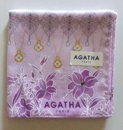 AGATHA パープル 花柄 ハンカチ