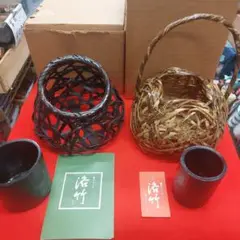 宗全籠　籠花入　落とし付き　紙箱入　夏　秋 宗全手付置籠花入 そうぜんてつきおきかごはないれ – 鶴田 純久
