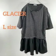 GLACIER ストライプ 半袖　チュニック　Ｌサイズ　a128③