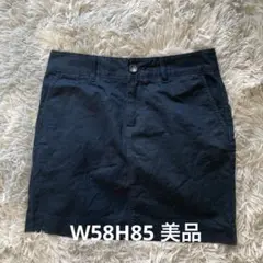 ユニクロ UNIQLO 綿ミニスカート紺W58H85美品