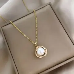 再入荷♡　ゴールド　ネックレス　パール　ストーン　アクセサリー　シンプル