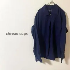 chreao cups ネイビー 長袖シャツ ポケット付き