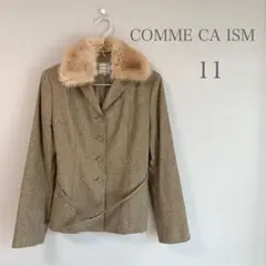 美品❤️コムサイズム ファー ウールショートコート ティペット ベルト 秋冬