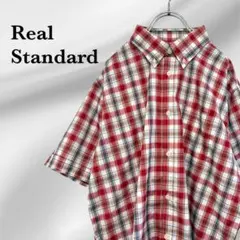 新品✨『リアルスタンダード』シャツ【XL】レッド チェック 半袖 大きい 春夏