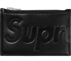 A様supreme Leather Zip Card Holder black
