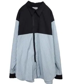 0658 Andante front zip shirt /Black&Bule