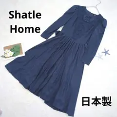 Shatle Home ▶ ワンピース 青 日本製 リボン レース