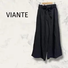 タグ付き未使用品 VIANTE ワイドパンツ ウエストリボン 2WAY 綿 夏