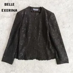 BELLE EXERINA　ブラックフォーマル ジャケット　総レース　花柄　M