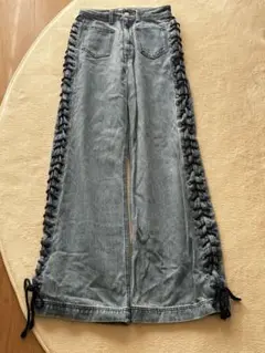 jouetie サイドレースアップ ワイドデニムパンツ