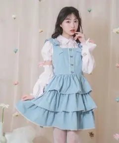 ♡Honey Cinnamon♡肩リボン3段ジャンパースカート