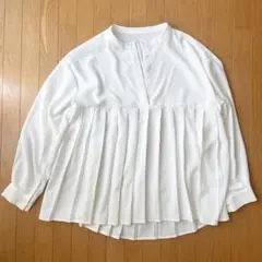 GRL プリーツ切替ブラウス ホワイト 白 フリーサイズ
