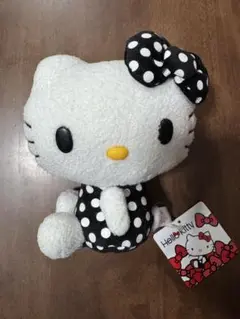 ハローキティ　キティ　サンリオ　黒　水玉　ドット　ぬいぐるみ　マスコット