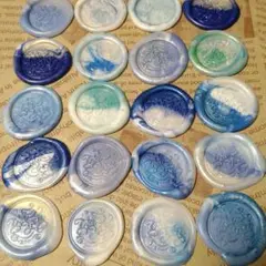 ハンドメイド シーリングスタンプシール 20枚セット ブルー系 Thankyou