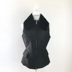 美品 FOXEY フォクシー ファー 中綿 シルク ベスト ブラック