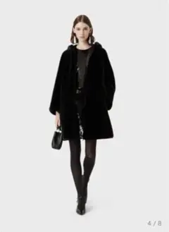 ARMANI フェイクファーコート BLACK