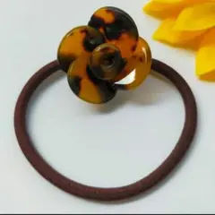 べっ甲柄花ヘアゴム　2.5cm/2.5cm　アセテート　髪飾り　NO.61