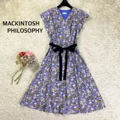 【極美品】マッキントッシュフィロソフィー フラワープリントワンピース 36 紫
