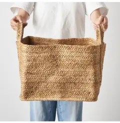 H＆M HOME ジュートのスクエアバスケット 持ち手付き