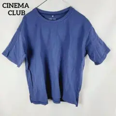 CINEMA CLUB【M】カットソー Tシャツ 裾スリット 半袖 ネイビー