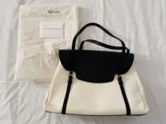 【匿名配送】Valextra ヴァレクストラ 白×濃ネイビー ショルダーバッグ
