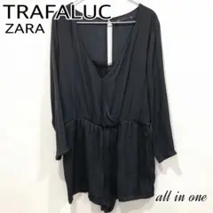 TRAFALUC ザラ レースインナー付 深vネック オールインワン サロペット