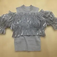clear オフショルダー グレー ニットセーター Fサイズ