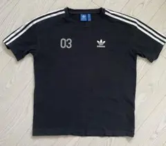 adidas ストライプ Tシャツ 03 黒