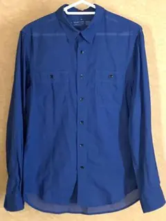 ［無印良品］＊良品計画＊ボタン付きポケット　長袖シャツ BLUE / M