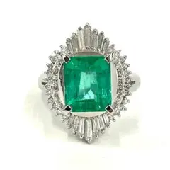 Pt900 エメラルド リング E3.09ct 11号