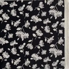 no.A65 モダンフィールド 綿麻プリント 花柄 黒系