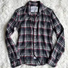 【極美品】フランク&アイリーン スキッパーシャツ チェック ネイビー XXS
