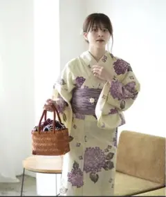 【utatane】浴衣 レディース フリーサイズ 3点セット(浴衣/帯/下駄)