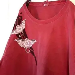 クロージーシャツ フラワー 花 Tシャツ 2XL レッド 赤 古着