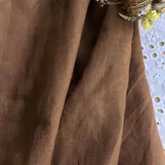 リネン100%生地 麻 レンガブラウン 中薄 幅145×100cm-100円