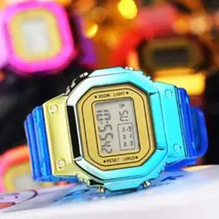 新品☆安心メルカリ便☆多機能×デジタル腕時計☆グラデーションブルー