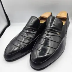 LANVIN/ランバン サドルローファー【25.0】EEE 幅広 革靴 黒