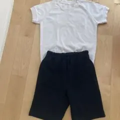 110体操着　ホワイト Tシャツ 110サイズ 2枚セット　半袖中古汚れあり