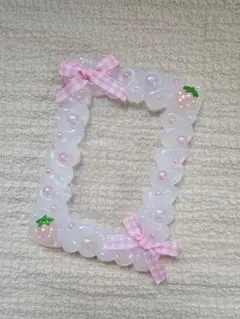 ホイップデコ 硬質ケースデコ いちご ギンガムチェック ピンク