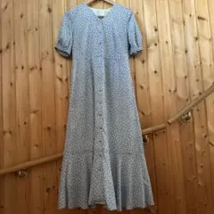 N. エヌドット　小花柄 ブルーロングワンピース サイズM