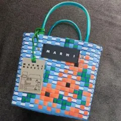 MARNI マルニ かごバッグ ピクニックバックミニ アクア 花 フラワー