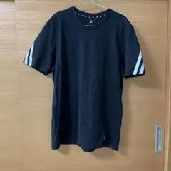 adidas 黒 ストライプ Tシャツ
