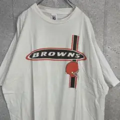 90s BROWNS スポーツ　プリント　半袖　Tシャツ　古着　2XL